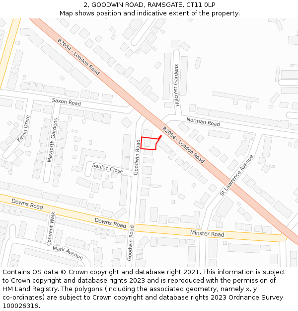 2, GOODWIN ROAD, RAMSGATE, CT11 0LP: Location map and indicative extent of plot