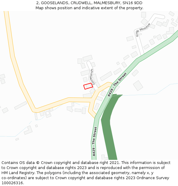 2, GOOSELANDS, CRUDWELL, MALMESBURY, SN16 9DD: Location map and indicative extent of plot