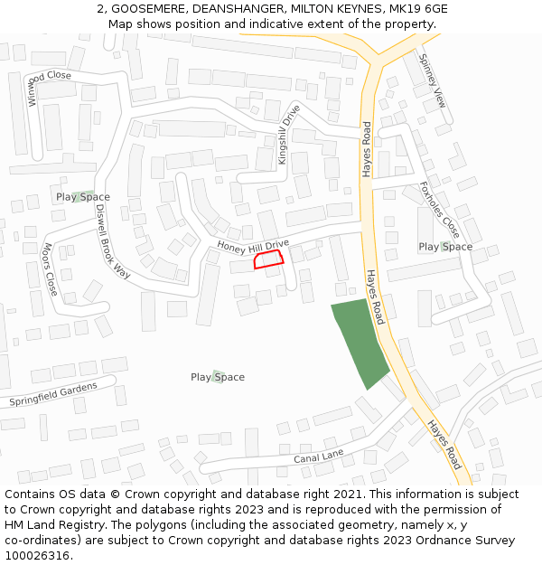 2, GOOSEMERE, DEANSHANGER, MILTON KEYNES, MK19 6GE: Location map and indicative extent of plot