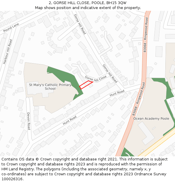 2, GORSE HILL CLOSE, POOLE, BH15 3QW: Location map and indicative extent of plot