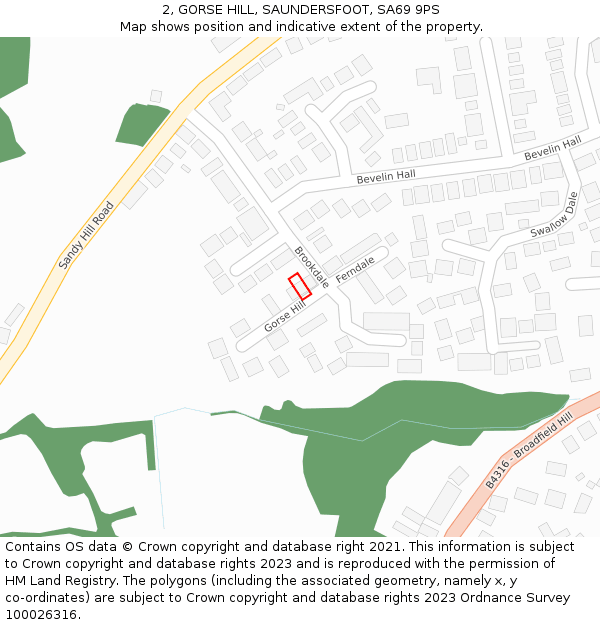 2, GORSE HILL, SAUNDERSFOOT, SA69 9PS: Location map and indicative extent of plot