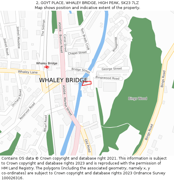 2, GOYT PLACE, WHALEY BRIDGE, HIGH PEAK, SK23 7LZ: Location map and indicative extent of plot