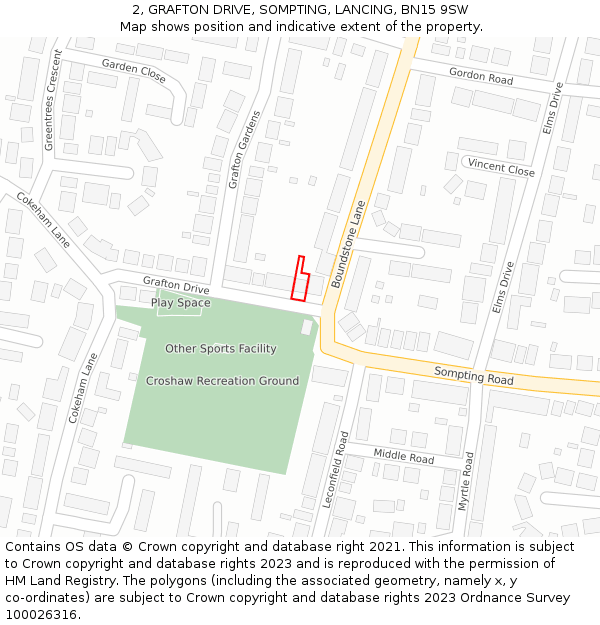 2, GRAFTON DRIVE, SOMPTING, LANCING, BN15 9SW: Location map and indicative extent of plot