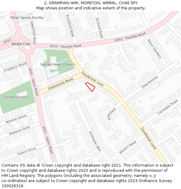 2, GRAMPIAN WAY, MORETON, WIRRAL, CH46 0PY: Location map and indicative extent of plot