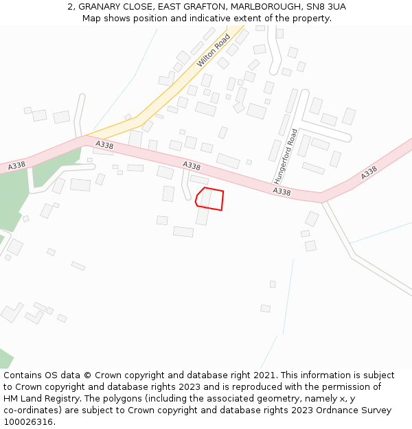 2, GRANARY CLOSE, EAST GRAFTON, MARLBOROUGH, SN8 3UA: Location map and indicative extent of plot