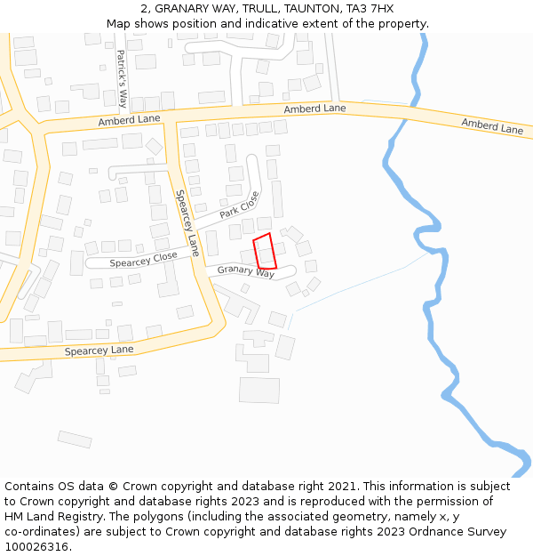 2, GRANARY WAY, TRULL, TAUNTON, TA3 7HX: Location map and indicative extent of plot