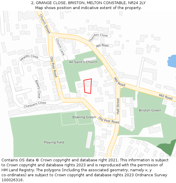 2, GRANGE CLOSE, BRISTON, MELTON CONSTABLE, NR24 2LY: Location map and indicative extent of plot