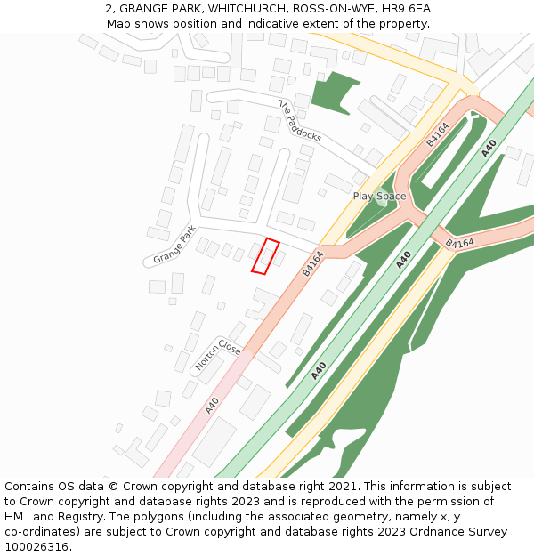 2, GRANGE PARK, WHITCHURCH, ROSS-ON-WYE, HR9 6EA: Location map and indicative extent of plot