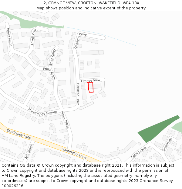 2, GRANGE VIEW, CROFTON, WAKEFIELD, WF4 1RX: Location map and indicative extent of plot