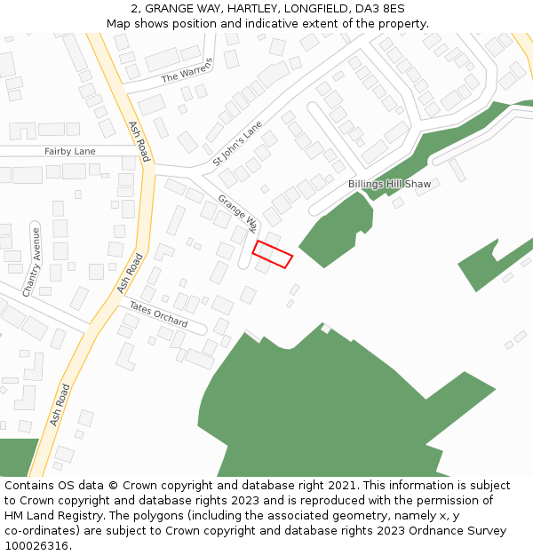 2, GRANGE WAY, HARTLEY, LONGFIELD, DA3 8ES: Location map and indicative extent of plot