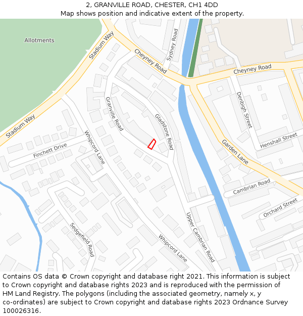 2, GRANVILLE ROAD, CHESTER, CH1 4DD: Location map and indicative extent of plot