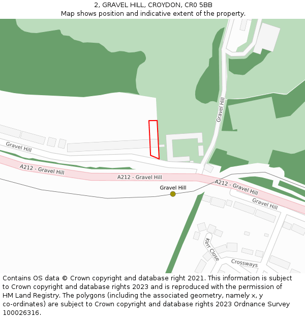 2, GRAVEL HILL, CROYDON, CR0 5BB: Location map and indicative extent of plot