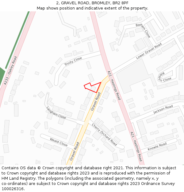 2, GRAVEL ROAD, BROMLEY, BR2 8PF: Location map and indicative extent of plot