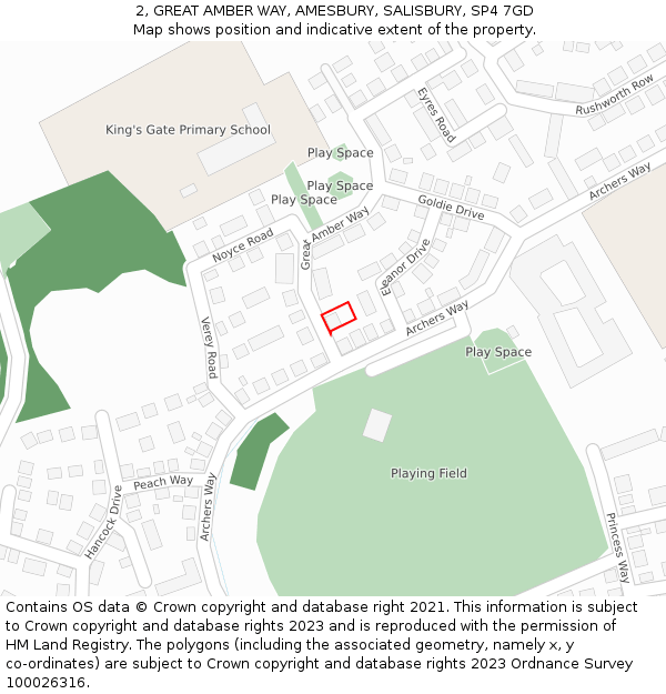 2, GREAT AMBER WAY, AMESBURY, SALISBURY, SP4 7GD: Location map and indicative extent of plot