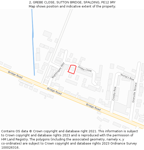 2, GREBE CLOSE, SUTTON BRIDGE, SPALDING, PE12 9RY: Location map and indicative extent of plot