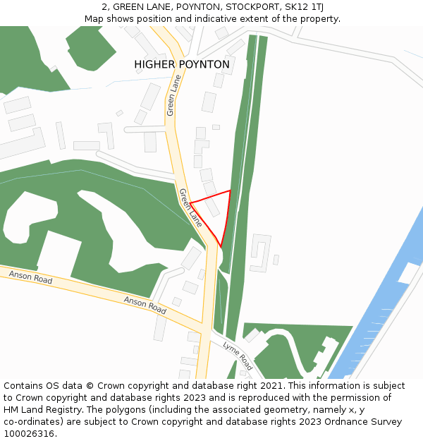 2, GREEN LANE, POYNTON, STOCKPORT, SK12 1TJ: Location map and indicative extent of plot