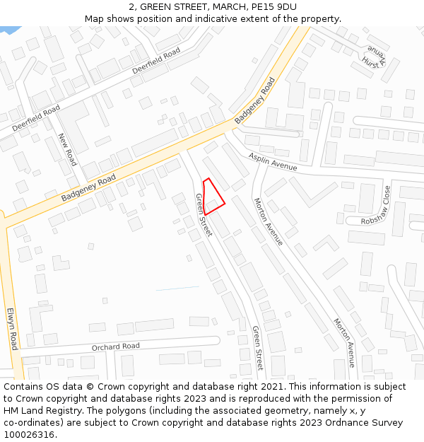 2, GREEN STREET, MARCH, PE15 9DU: Location map and indicative extent of plot