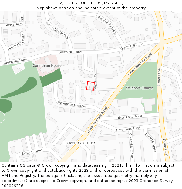 2, GREEN TOP, LEEDS, LS12 4UQ: Location map and indicative extent of plot