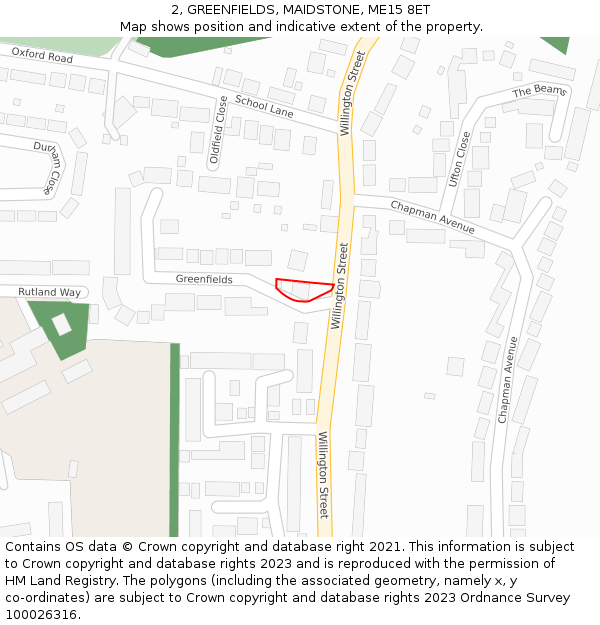 2, GREENFIELDS, MAIDSTONE, ME15 8ET: Location map and indicative extent of plot