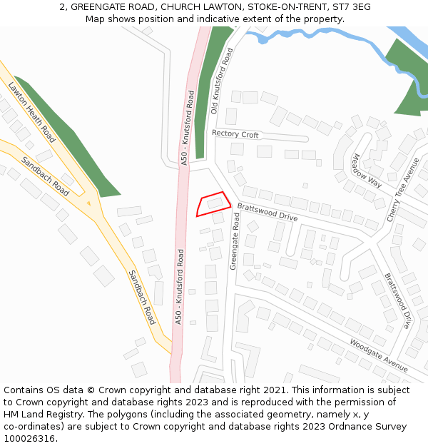 2, GREENGATE ROAD, CHURCH LAWTON, STOKE-ON-TRENT, ST7 3EG: Location map and indicative extent of plot