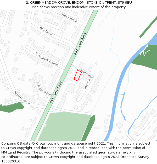 2, GREENMEADOW GROVE, ENDON, STOKE-ON-TRENT, ST9 9EU: Location map and indicative extent of plot