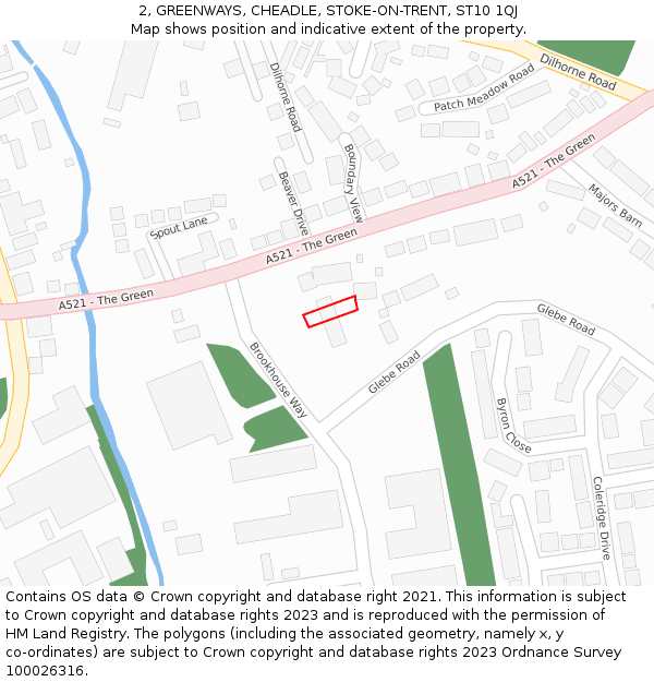 2, GREENWAYS, CHEADLE, STOKE-ON-TRENT, ST10 1QJ: Location map and indicative extent of plot