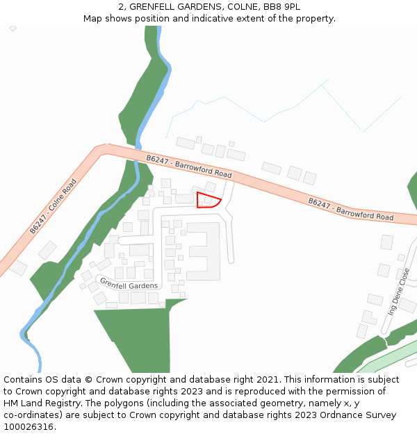 2, GRENFELL GARDENS, COLNE, BB8 9PL: Location map and indicative extent of plot