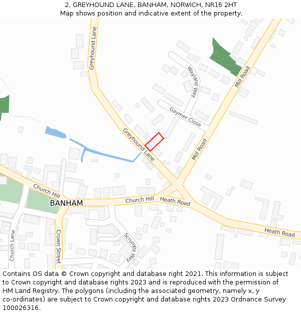 2, GREYHOUND LANE, BANHAM, NORWICH, NR16 2HT: Location map and indicative extent of plot