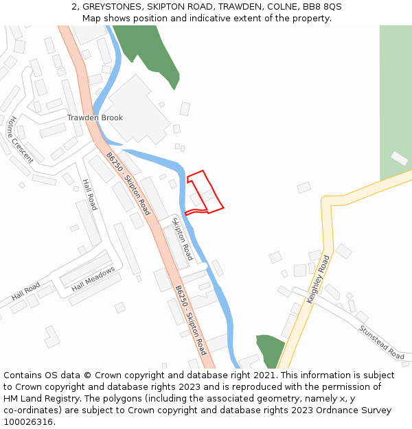 2, GREYSTONES, SKIPTON ROAD, TRAWDEN, COLNE, BB8 8QS: Location map and indicative extent of plot