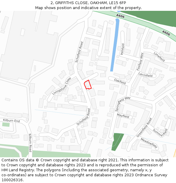 2, GRIFFITHS CLOSE, OAKHAM, LE15 6FP: Location map and indicative extent of plot