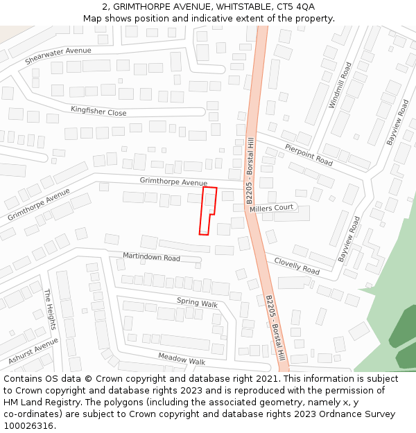 2, GRIMTHORPE AVENUE, WHITSTABLE, CT5 4QA: Location map and indicative extent of plot