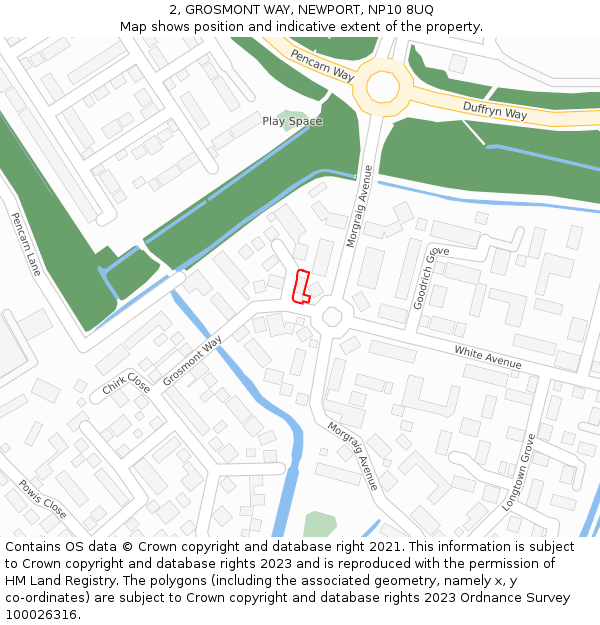 2, GROSMONT WAY, NEWPORT, NP10 8UQ: Location map and indicative extent of plot