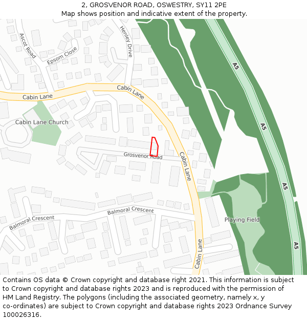 2, GROSVENOR ROAD, OSWESTRY, SY11 2PE: Location map and indicative extent of plot