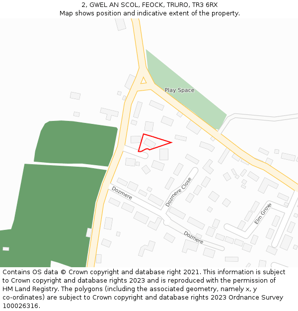 2, GWEL AN SCOL, FEOCK, TRURO, TR3 6RX: Location map and indicative extent of plot