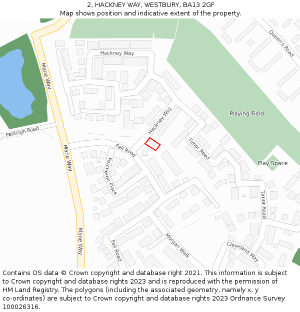 2, HACKNEY WAY, WESTBURY, BA13 2GF: Location map and indicative extent of plot