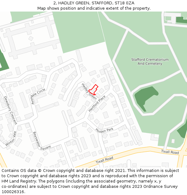 2, HADLEY GREEN, STAFFORD, ST18 0ZA: Location map and indicative extent of plot