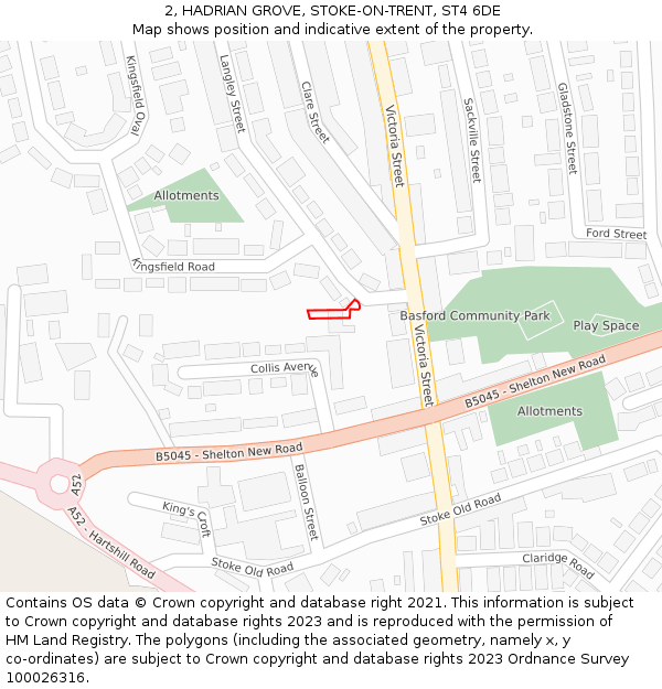 2, HADRIAN GROVE, STOKE-ON-TRENT, ST4 6DE: Location map and indicative extent of plot