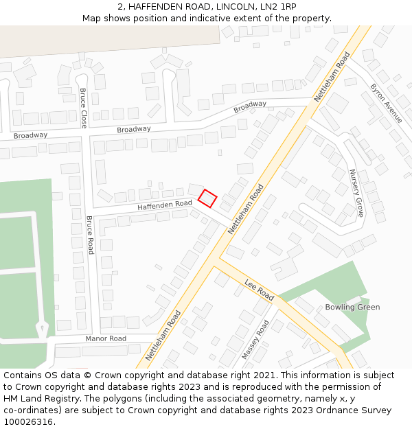 2, HAFFENDEN ROAD, LINCOLN, LN2 1RP: Location map and indicative extent of plot