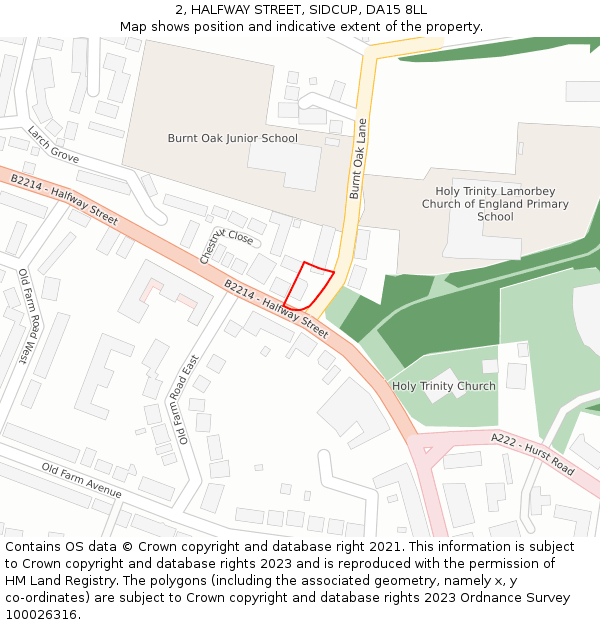 2, HALFWAY STREET, SIDCUP, DA15 8LL: Location map and indicative extent of plot