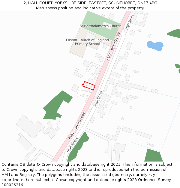 2, HALL COURT, YORKSHIRE SIDE, EASTOFT, SCUNTHORPE, DN17 4PG: Location map and indicative extent of plot