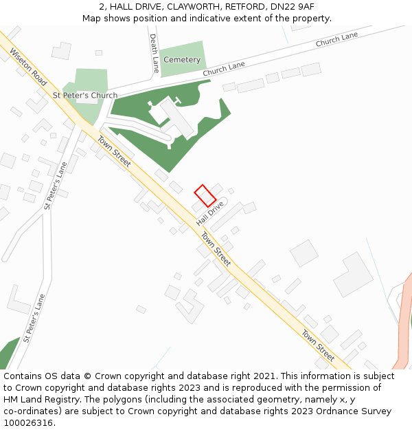 2, HALL DRIVE, CLAYWORTH, RETFORD, DN22 9AF: Location map and indicative extent of plot