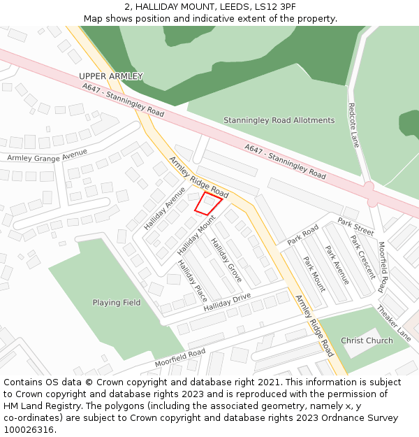 2, HALLIDAY MOUNT, LEEDS, LS12 3PF: Location map and indicative extent of plot