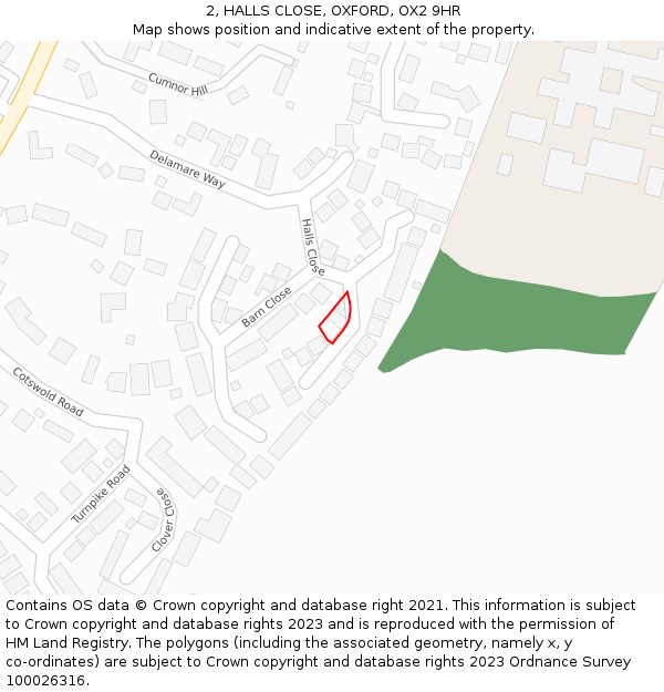 2, HALLS CLOSE, OXFORD, OX2 9HR: Location map and indicative extent of plot