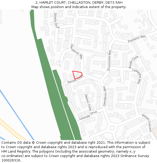 2, HAMLET COURT, CHELLASTON, DERBY, DE73 5AH: Location map and indicative extent of plot