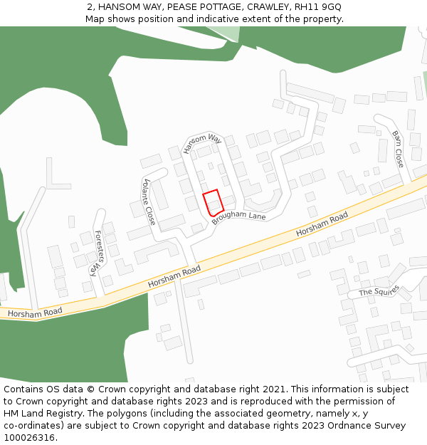 2, HANSOM WAY, PEASE POTTAGE, CRAWLEY, RH11 9GQ: Location map and indicative extent of plot