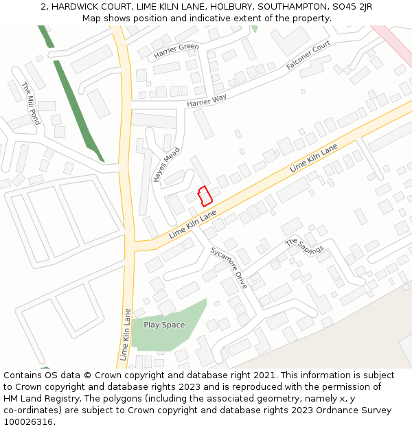 2, HARDWICK COURT, LIME KILN LANE, HOLBURY, SOUTHAMPTON, SO45 2JR: Location map and indicative extent of plot