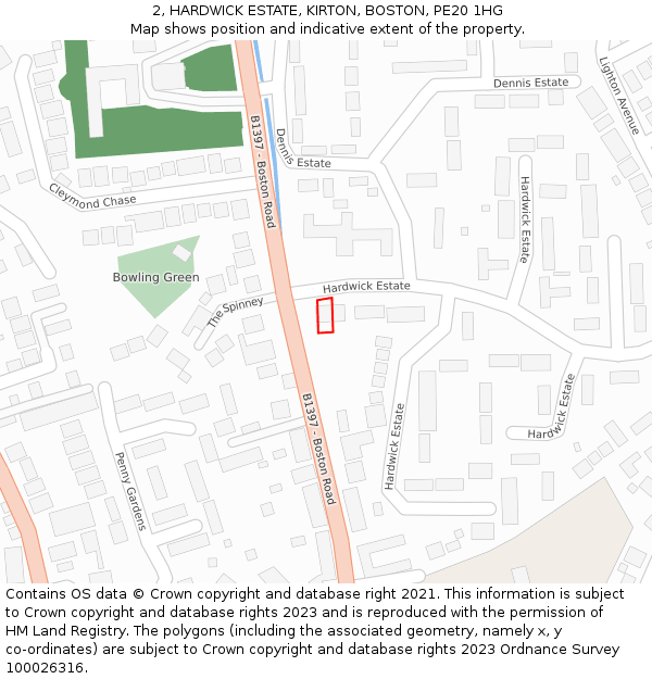 2, HARDWICK ESTATE, KIRTON, BOSTON, PE20 1HG: Location map and indicative extent of plot