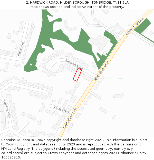 2, HARDWICK ROAD, HILDENBOROUGH, TONBRIDGE, TN11 9LA: Location map and indicative extent of plot