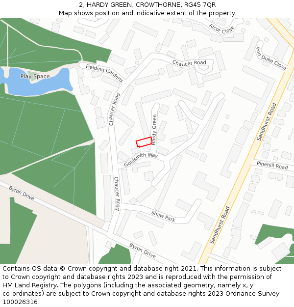 2, HARDY GREEN, CROWTHORNE, RG45 7QR: Location map and indicative extent of plot