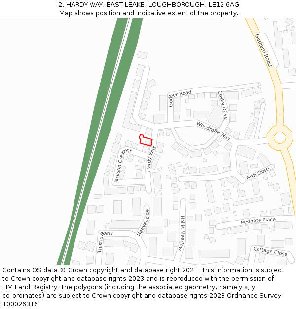 2, HARDY WAY, EAST LEAKE, LOUGHBOROUGH, LE12 6AG: Location map and indicative extent of plot